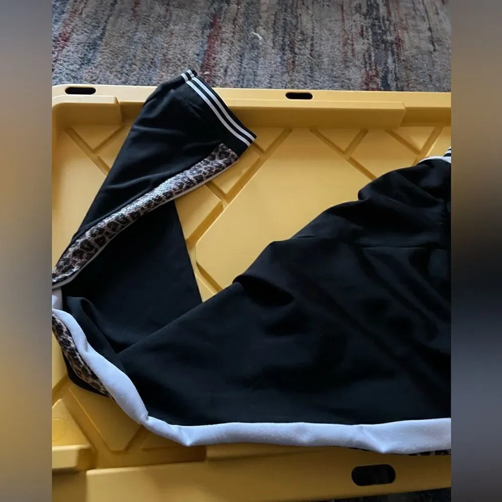 Kidpik track pants with leopard and stripe detail